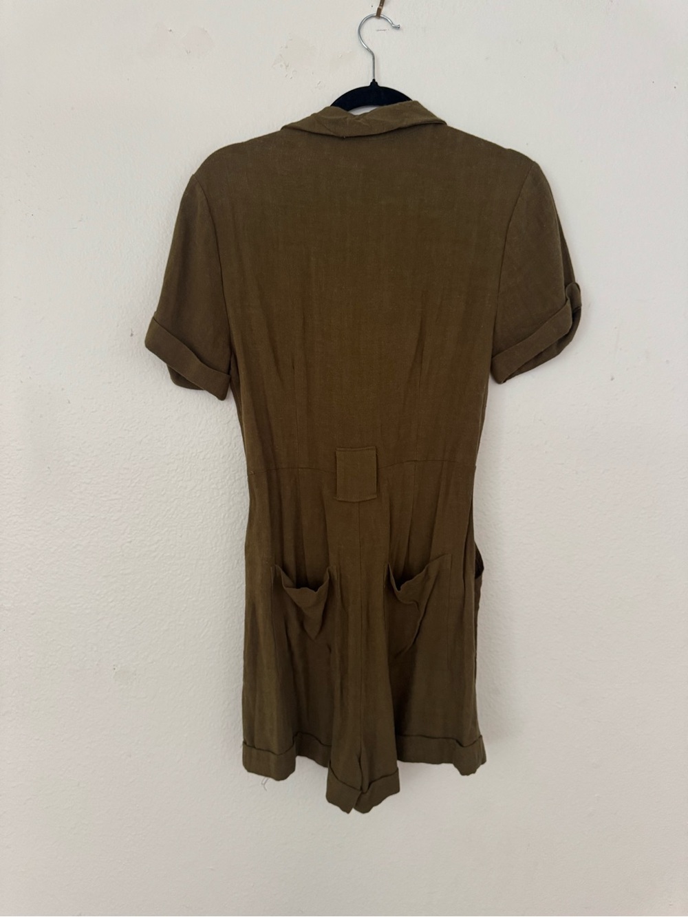 Forever 21 Olive Utility Short-Sleeve Romper with Tie Waist - Picture 4 of 13